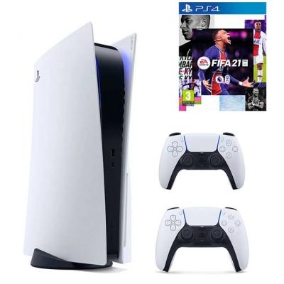 Конзола sony playstation 5, ssd 825gb, nvme ssd slot, 16gb gddr6 256-bit, amd zen 2 cores 3.5ghz с 8 ядра, бял + геймпад dualsense playstation 5 wirel