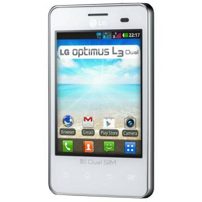 Lg optimus l3 e405 dual sim smartphone, 3.2" qvga touch display, cpu 800mhz, 3mp camera, 802.11b.g.n, bluetooth 3.0, usb 2.0, agps - lge405-w