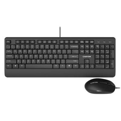 Комплект canyon cset4, кирилизирана клавиатура + мишка, черен, cne-cset4-bg