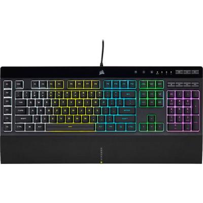 Геймърска клавиатура corsair k55 rgb pro gaming keyboard backlit zoned rgb led rubberdome, жична, usb, черна, ch-9226765-na