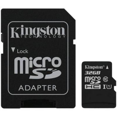 Карта памет kingston microsd card, 32 gb, micsdhc, a1, class 10, uhs-i, sd adapter, 80 mb/s, 100 mb/s, sdcs2/32gb