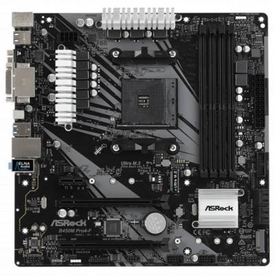 Дънна платка asrock b450m pro4-f matx am4, 4 x ddr4, 2 x pcie 3.0/2.0 x16, 4 x sata3 6.0 gb/s, 1 x m.2, hdmi, usb, micro atx, b450m pro4-f