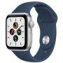 Смарт часовник apple watch se (v2) gps, 1.57 инча, oled, 3d touch, apple s5, watch os 7.0, 1024 mb, 32 gb, bluetooth, wifi, сребрист / син, mkny3bs/a