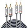 Аудио кабел lindy lny-35349 :: 2 x rca, male, cromo line, low profile 24k, 10 м, сив, lny-35349