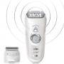 Епилатор braun silk-epil 7 7-880 sensosmart, безжичен, водоустойчив, 7 аксесоара, бял/сребрист