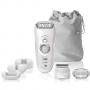Епилатор braun silk-epil 7 7-880 sensosmart, безжичен, водоустойчив, 7 аксесоара, бял/сребрист