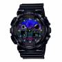 Мъжки часовник casio g-shock classic, 20bar, корпус от полимер, верижка от полимер, led подсветка, черен, ga-100rgb-1aer