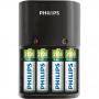 Зарядно устройство за батерии philips зарядно за батерии  1/4 x aa/aaa, 170/80 ma, 220/240v, с включени батерии 4 x aa 2100ma - scb1490nb/12