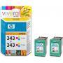 Hp 343 + hp 343 ( cb332ee ) tri-colour inkjet print cartridges 2-pack with vivera inks