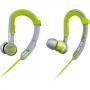 Спортни слушалки philips actionfit за поставяне в ушите,ултра леки, затворен гръб, скоба за ухо, цвят: сив / електриково зелен - shq3300lf