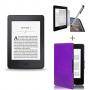 Четец за е-книги new 2015 kindle paperwhite iii + калъф лилав + протектор, 6 инча with built-in light, wi-fi - includes special offers