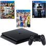 Конзола playstation 4 slim 1tb black, sony ps4+игра fifa17+игра gtav (gta5)+игра uncharted 4