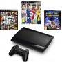 Конзола playstation 3 super slim 12gb+игра fifa17+игра за ps3 - gta: grand theft auto v+игра minecraft story мode+твърд диск, hitachi int. 2,5 500gb s