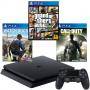 Конзола playstation 4 slim 500gb black + игра call of duty: infinite warfare за playsation 4+игра gtav (gta5): grand theft auto v+игра watch dogs 2