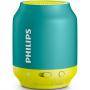 Philips bluetooth безжична портативна колонка, акумулаторна батерия 2 w, цвят: жълт/зелен, bt25a