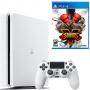 Конзола sony playstation 4 slim, 500gb, бяла+ игра street fighter 5 ps4 playstation 4