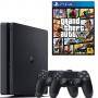 Конзола playstation 4 slim, 1tb, два геймпада, черна+игра gtav (gta5): grand theft auto v за ps4