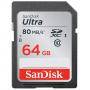 Карта памет sandisk ultra sdxc, 64gb, class 10 uhs-i, 80 mb, sd-sdunc-064g-gn6in