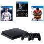 Конзола playstation 4 slim 500gb black, sony ps4 + игра fifa 18 + игра mortal kombat xl + игра street fighter 5 + геймпад