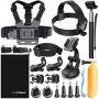 Спортна камера gopro hero session, chdhs-102, 1080р60, 8 mp, черна + аксесоари 19 в 1 за gopro, action camera accessories kit