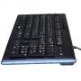 Мултимедийна клавиатура hama anzano, светещ  страничен ефект в синьо, usb, с кабел, черен, hama-182663