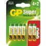 Алкална батерия gp lr03 aaa / 4+2 бр. в опаковка 1.5v, gp-ba-sup-lr03-4+2