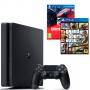 Конзола playstation 4 slim 500gb black, sony ps4 + игра gtav (gta5): grand theft auto v за ps4+ игра driveclub ps4