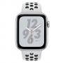 Смарт часовник apple watch nike+ series 4 gps, 40mm silver aluminium case with pure platinum/black nike sport band, mu6h2wb/a