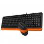 Комплект клавиатура и мишка a4tech f1010, с кабел, usb, оранжев, a4-key-f1010-orange