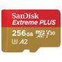 Карта памет sandisk extreme plus microsdxc, 256 gb, sd адаптер, rescue pro deluxe, 170 mb/s, a2, class 10, class v30, uhs-i u3, sdsqxbz-256g-gn6ma