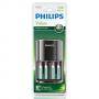 Зарядно устройство philips battery charger 1, 4 гнезда, 220 / 240 v,  4 батерии aaa 800 mah, черно, scb1450nb/12