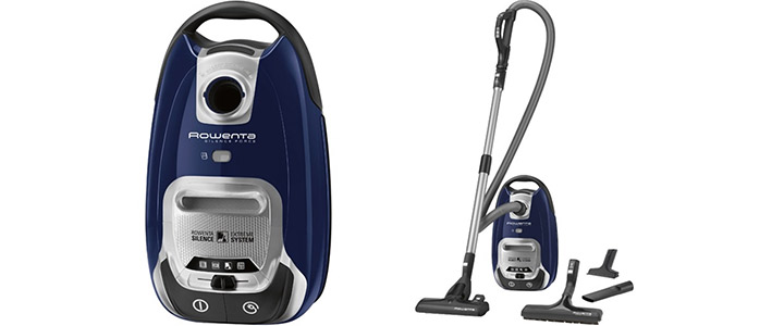 Прахосмукачка с торба Rowenta Silence Force, телескопична тръба, 750W, Синя, RO6441EA