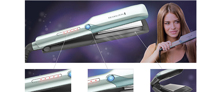 Преса за коса Remington PROtect, Цифров дисплей, Автоматично изключване, Заключване на температурата, S8700 