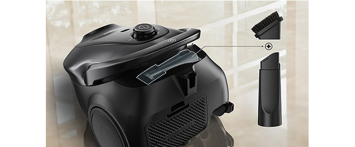Прахосмукачка Samsung, С торба, Мощност 750W, Hepa Filter, Телескопична тръба, Червена, VC07M25E0WR/GE