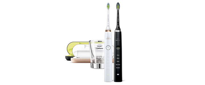 Комплект електрически четки за зъби Philips HX9392/39, Sonicare DiamondClean 5 режима, 2 глави за четка, Зареждаща чаша, калъф за пътуване, черна и бяла