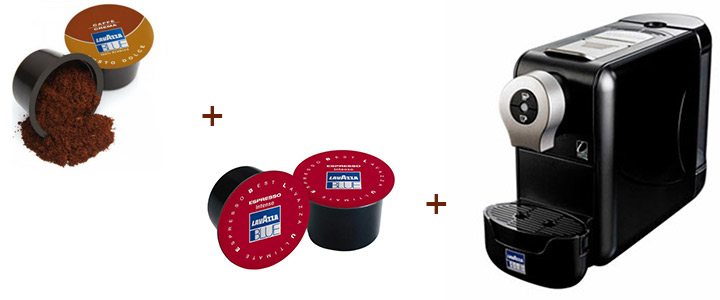 Комплект Кафемашина Lavazza Blue 910 + Кутия кафе капсули Lavazza Blue, Еspresso Intenso + Кутия кафе капсули Lavazza Blue, Crema Dolce