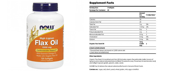 Масло от Ленено Семе - Flax Oil High Lignan - 120 дражета - NOW FOODS, NF1780
