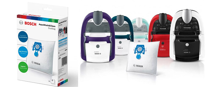 Торби за прахосмукачка, еднократна употреба Bosch, AquaWash&Clean, 4 броя, BBZWD4BAG