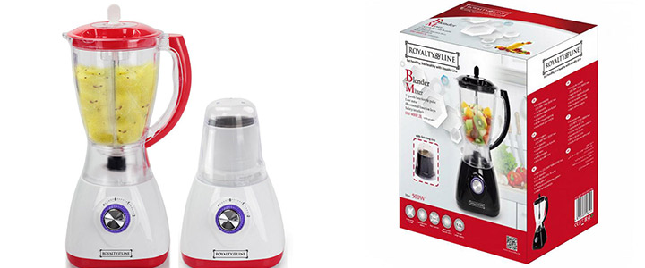 Блендер с мелничка Royalty Line RL-SM-400P.2L, 500W, 1.5 литра, 2 скорости + Pulse,  Трошене на лед, Червен/бял