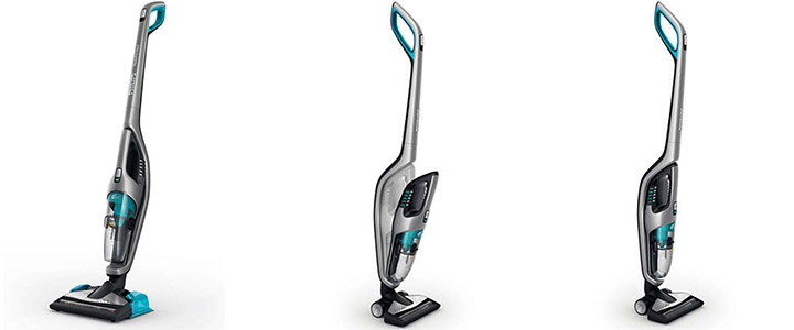 Вертикална прахосмукачка Philips FC6408/01, PowerPro Aqua, 3 в 1 - за прах и мокро чистене, 25. 2 V, Сив/Син 