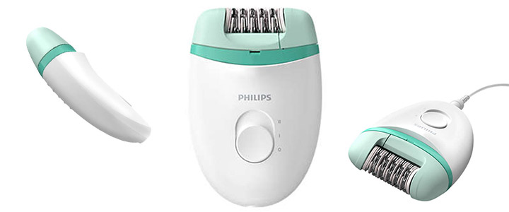 Eпилатор с кабел Philips BRE224/00 Satinelle Essential, Бял/Зелен, Виж цена