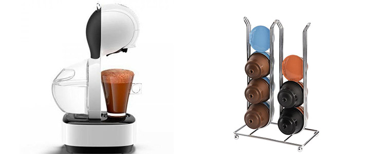 Кафемашина Krups Dolce Gusto Lumio KP130131 + Стойка за кафе капсули, Dolce Gusto Xavax Pilastro 