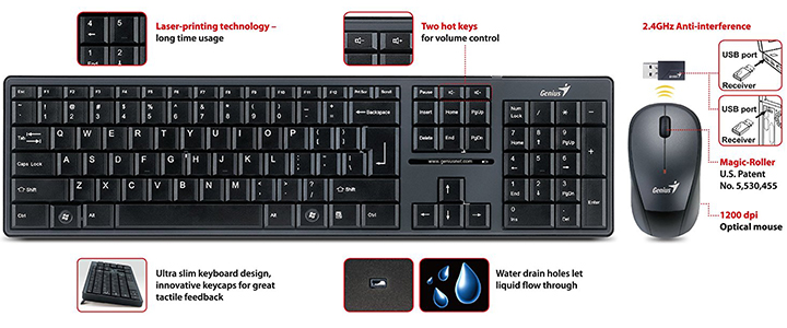Функция за анти-смущения. Изключително тънка клавиатура. Иновативна повърхност на клавишите. 1000 dpi сензор на оптичната мишка. Нови предложения. Вземи от Mallbg.