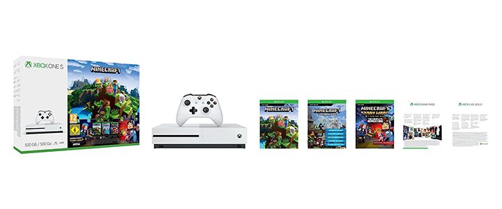 Конзола Xbox One S 500GB Console - Minecraft Complete Adventure Bundle