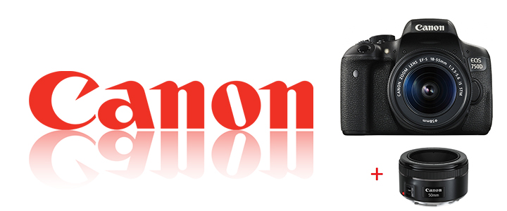 Огледално-рефлексен фотоапарат Canon EOS 750D + EF-S 18-55 IS STM + EF 50mm f/1.8 STM, AC0592C077AA_AC0033X090