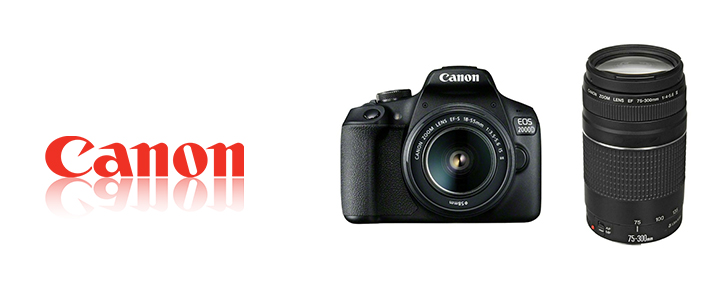 Огледално-рефлексен фотоапарат Canon EOS 2000D, black + EF-s 18-55mm f/3.5-5.6 IS II + EF 75-300 mm f/4.0-5.6 III, 2728C031AA