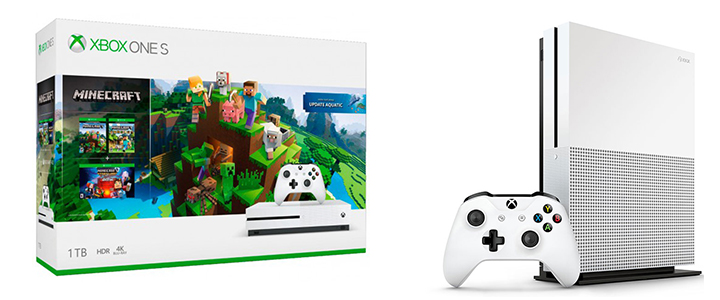 Конзола Xbox One S 1TB + Minecraft, бяла, 1 безжичен контролер