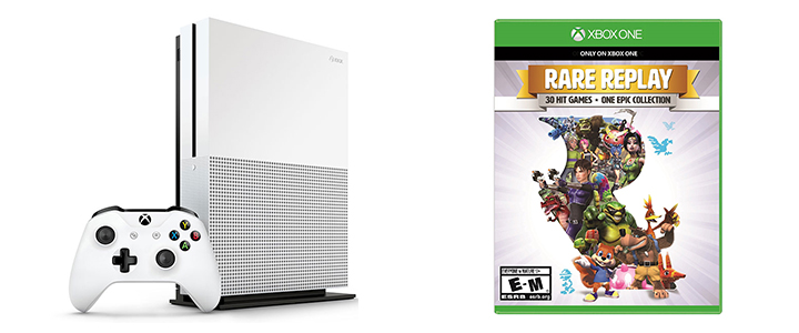 Конзола Microsoft Xbox One S 500GB +стойка+игра Rare Replay