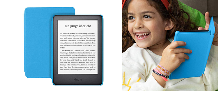 Електронен четец за деца Kindle Kids Edition, 10 Generation – 2019, 6 инча, достъп до повече от хиляда книги, син калъф