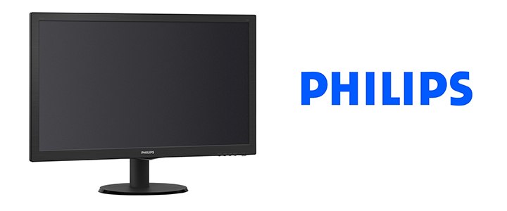Монитор Philips 243V5LHSB, 23.6 Wide TN LED, 1 ms, 10M:1 DCR, 250 cd/m2, 1920x1080 FullHD, DVI, HDMI, Черен